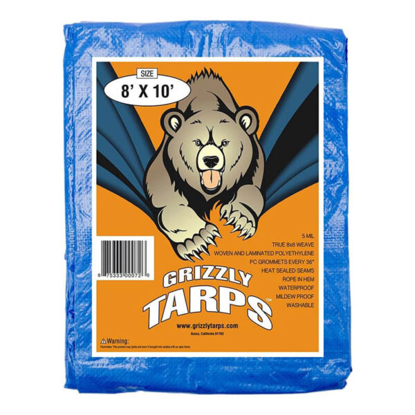 Grizzly Tarps by B-Air 8' x 10' Heavy Duty Poly Tarp